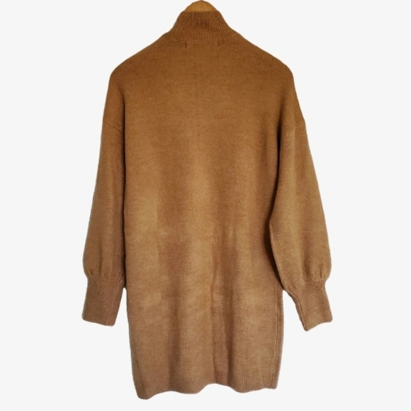 Vero Moda Fawn Tan Knit Sweater Dress Tunic Top Balloon Bishop Sleeve - Picture 3 of 6